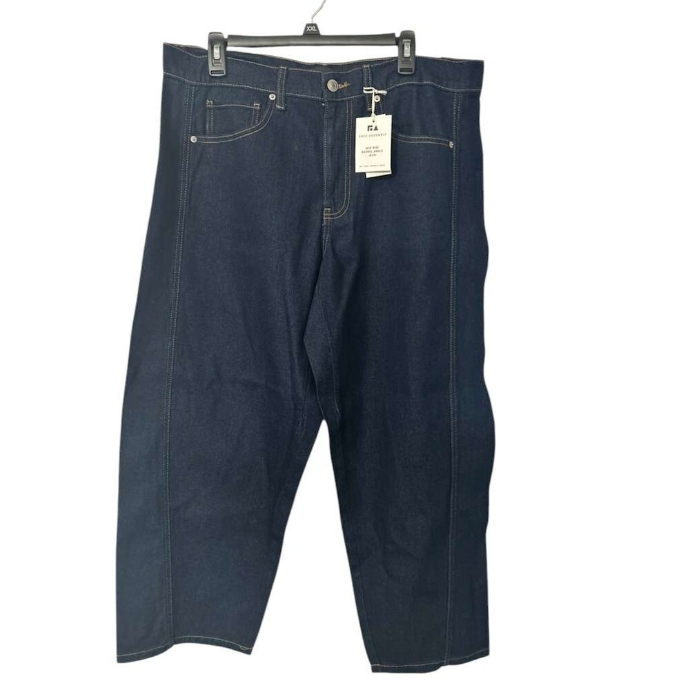 Free Assembly Barrel Ankle Jeans Women Size 12 Dark Mid Rise New